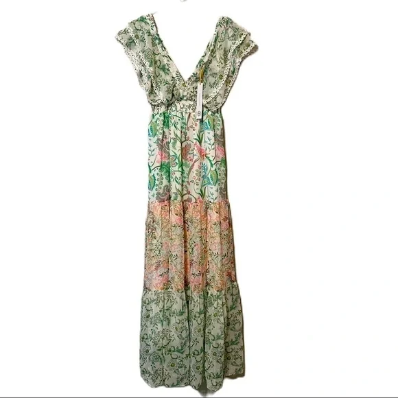 House Of Harlow 1960 Revolve Floral Pastel Maxi Dress Tiered NWT - Picture 1 of 10